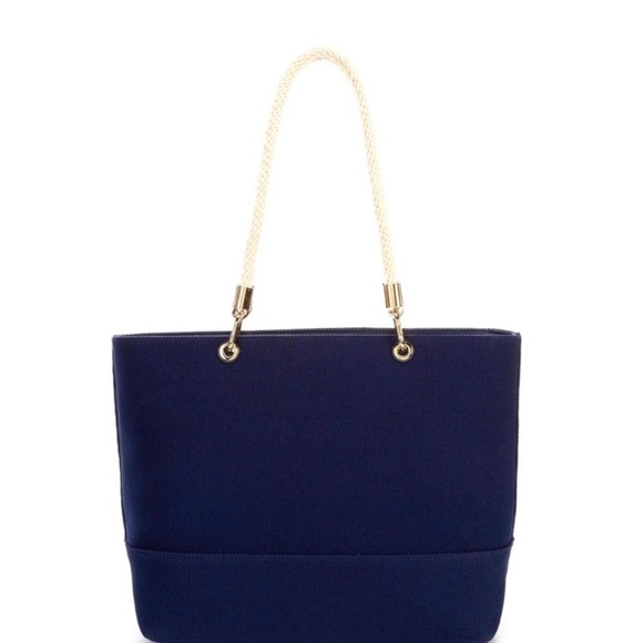 Never Been Used Michael Kors Amy Navy Blue Leather Handbag With Rope Handles - Picture 4 of 6